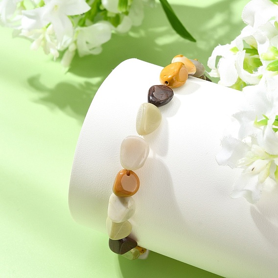 Natural Alashan Agate Beads Stretch Bracelets for Women Men, Nuggets