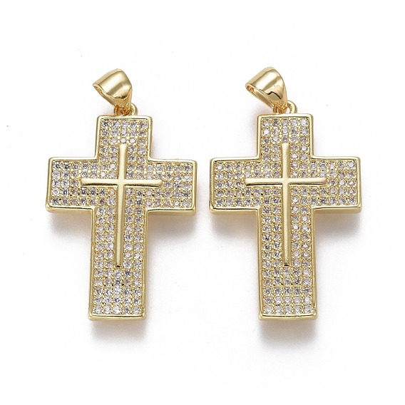 Латунные микро проложить кубического циркония подвески, крестик, прозрачные