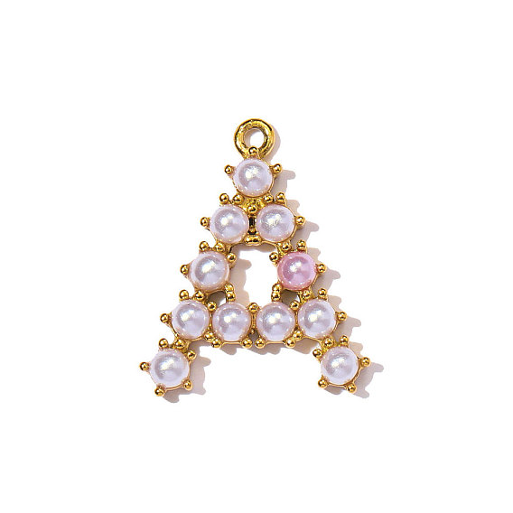 304 подвески из нержавеющей стали, с абс пластмассовой имитационной жемчужиной, ионное покрытие (ip), реальный 18 k позолоченный, зеркальная полировка