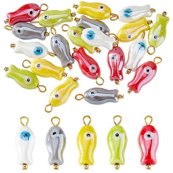 20шт 5цвета фарфоровые подвески ручной работы, с железной фурнитурой