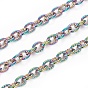 Ion Plating(IP) 304 Stainless Steel Cable Chains, Textured, Soldered, with Spool, Oval