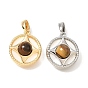 Подвески из драгоценных камней и натуральных ракушек, плоские круглые подвески в латунной оправе