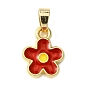 Alloy Enamel Charms, with Brass Snap on Bails, Flower Charms