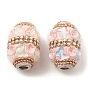 Handmade Indonesia Alloy Beads, with Resin Findings and Rhinestone, Column with Butterfly