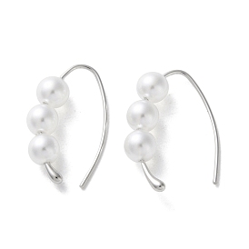 999 Sterling Silver Dangle Earrings, with Imitation Pearl Beads