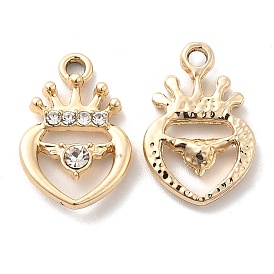 UV Plating Alloy Pendants, with Crystal Rhinestone, Crown Charms