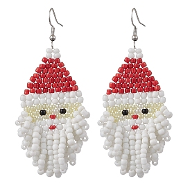 Серьги-подвески из стеклянных семян, С 304 результатами из нержавеющей стали, Дед Мороз