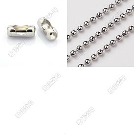 10m 304 Kugelketten aus Edelstahl, 100 Stück Kugelkettenverbinder aus Edelstahl
