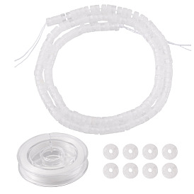 1 нити из натурального кварцевого хрусталя бусины нити, горного хрусталя, Heishi бусы, Плоский круглый / диск, 1 свернуть прочную эластичную эластичную нить