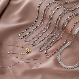 Vintage Style 304 Stainless Steel Chain Necklaces for Women