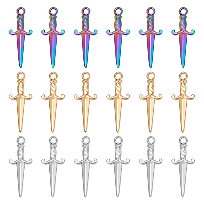 18 шт. 3 цвета 304 подвески из нержавеющей стали, меч