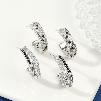 Серьги-гвоздики из латуни в форме буквы С с микропаве из кубического циркония для женщин, без кадмия и без свинца, долговечный, стойки покрытие