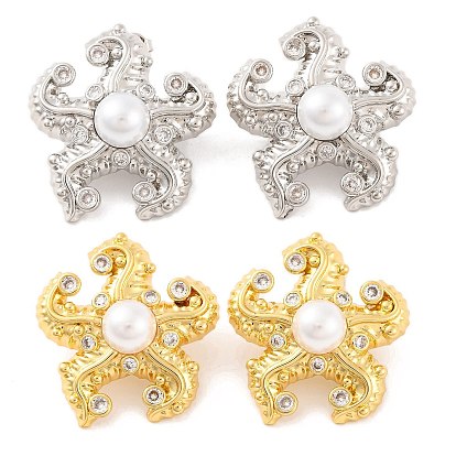 Латунные серьги-гвоздики для женщин, с абс жемчуга, без свинца и без кадмия, цветок