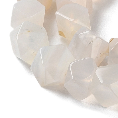 Brins de perles rondes coupées en étoile d'agate blanche naturelle, facette