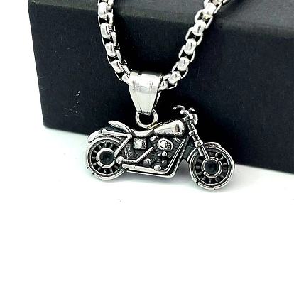Ожерелья с подвесками в виде мотоциклов из нержавеющей стали для мужских панк-винтажных украшений