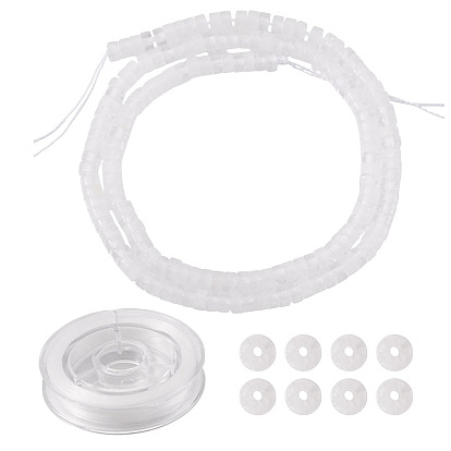 1 нити из натурального кварцевого хрусталя бусины нити, горного хрусталя, Heishi бусы, Плоский круглый / диск, 1 свернуть прочную эластичную эластичную нить