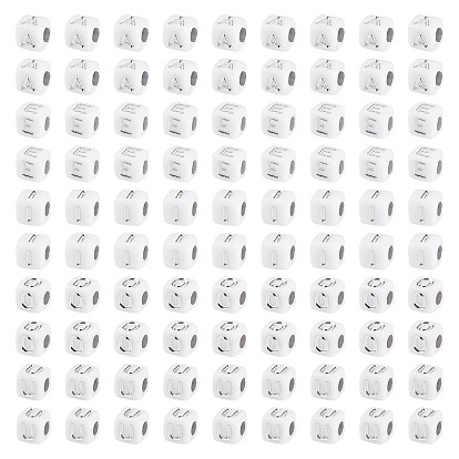 500 шт 5 стили непрозрачные акриловые бусины, квадрат с буквой, серебристого металла, обвитыми, буква а, е, и, о, у