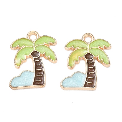 Alloy Enamel Pendants, Coconut Tree Charms