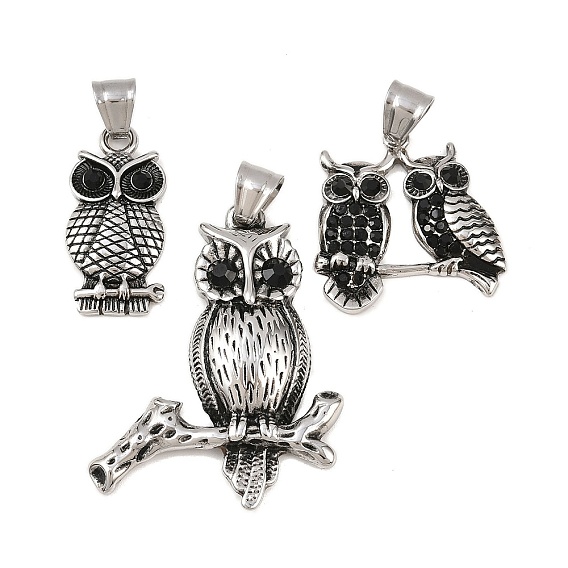 304 из нержавеющей стали горный хрусталь подвески, сова прелести