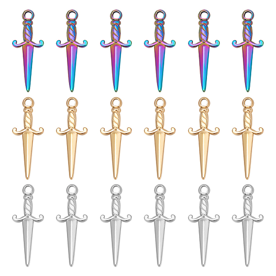 18 шт. 3 цвета 304 подвески из нержавеющей стали, меч