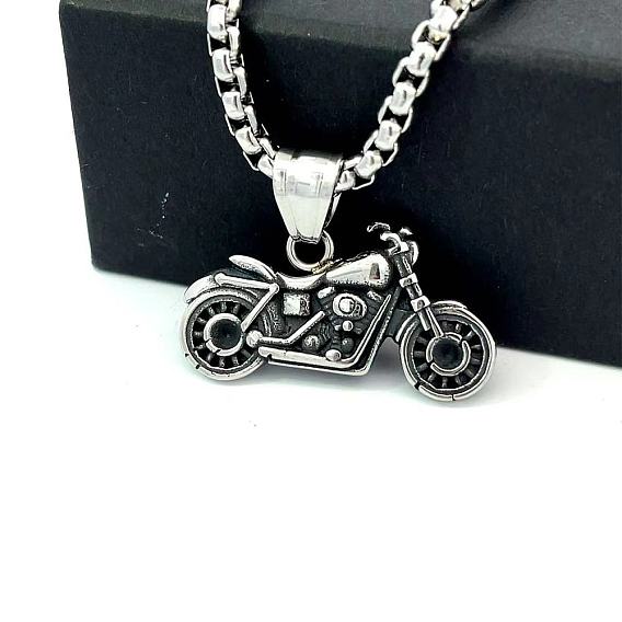 Ожерелья с подвесками в виде мотоциклов из нержавеющей стали для мужских панк-винтажных украшений
