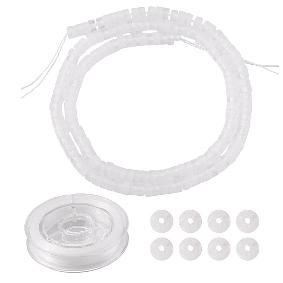 1 нити из натурального кварцевого хрусталя бусины нити, горного хрусталя, Heishi бусы, Плоский круглый / диск, 1 свернуть прочную эластичную эластичную нить