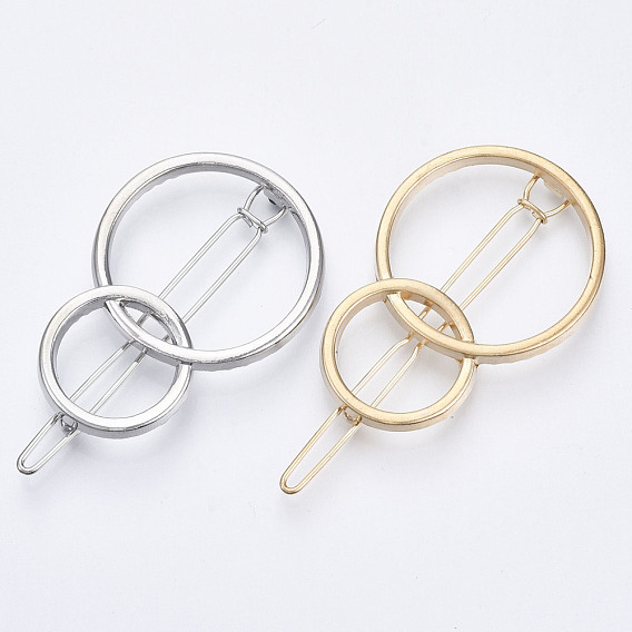 Alloy Hollow Geometric Hair Pin, Ponytail Holder Statement, Hair Accessories for Women, Cadmium Free & Lead Free, Interlink Rings Shape