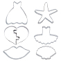 6 Style 304 Stainless Steel Cookie Cutters, Cookies Moulds, DIY Biscuit Baking Tool, Heart & Stars & Scallop Shell & Lip & Dress