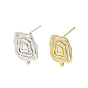 Brass Stur Earring Findings, Irregular Grain