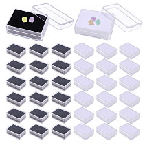 30Pcs 2 Colors Rectangle Transparent Plastic Loose Diamond Gemstone Storage Boxes, with Black and White Sponge Inside