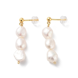 Natural Pearl Stud Earrings for Women, Sterling Silver Dangle Earrings