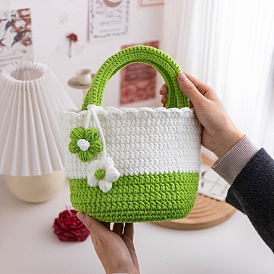 DIY Flower Handbag Knitting Kits for Beginners, including Instructions, Crochet Hook, Needle & Yarn Thread