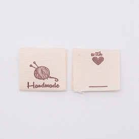 Cotton Sewing Labels, Cloth Labels, for Sewing, Knitting, Crafts, Word Handmade, Khaki