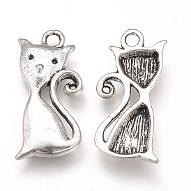 Подвески из сплава в тибетском стиле, мультфильм кошка, без кадмия и без свинца