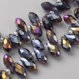 Transparent Facted Glass Beads, Top Drilled, Teardop