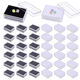 30 шт 2 цвета прямоугольные прозрачные пластиковые коробки для хранения драгоценных камней с бриллиантами, с черно-белой губкой внутри