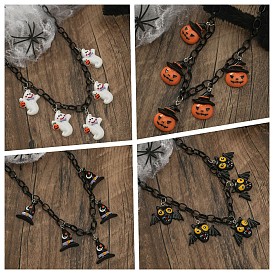 Funny Halloween Pumpkin Bat Ghost Necklace - Unique, Creative, American-European Style.