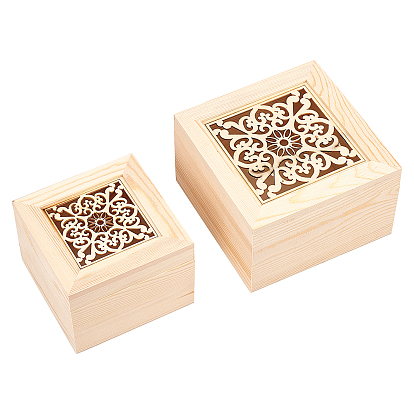 Platane Wood Box, Snap Top, Visual Window, Square