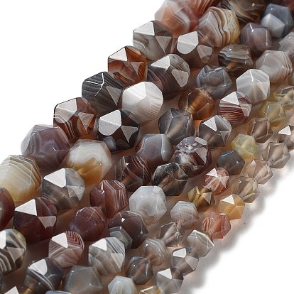 Natural Botswana Agate Beads Strands, Faceted, Star Cut Round Beads