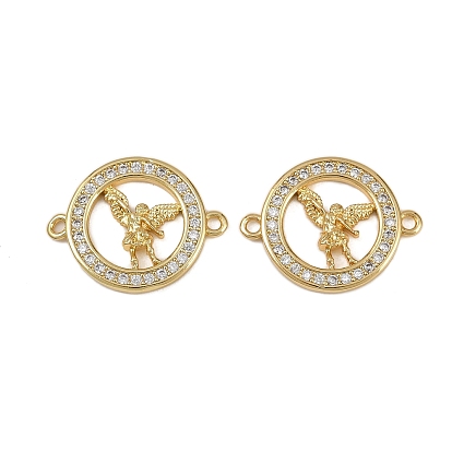 Кольцо из латуни с микропаве из прозрачного кубического циркония и подвесками-соединителями в виде ангела, долговечный, без кадмия и без свинца, стойки покрытие