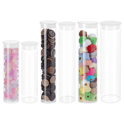 6шт. 3 варианты дизайна пластиковых тубусов для хранения бусин с белой крышкой, колонка