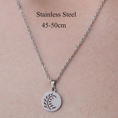 201 Stainless Steel Hollow Leaf Pendant Necklace