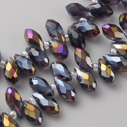 Transparent Facted Glass Beads, Top Drilled, Teardop