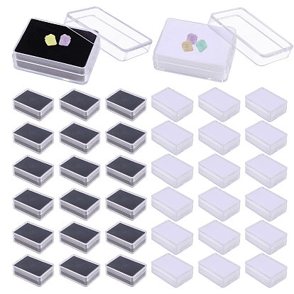 30 шт 2 цвета прямоугольные прозрачные пластиковые коробки для хранения драгоценных камней с бриллиантами, с черно-белой губкой внутри
