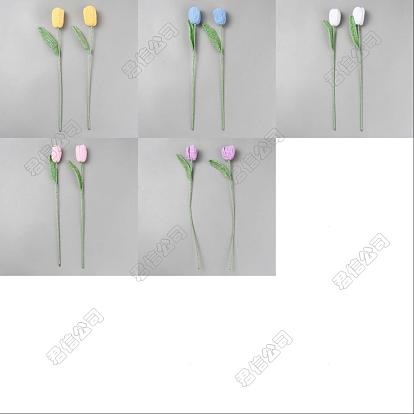 5 piezas 5 colores hilo de lana flor de tulipán artificial, para manualidades diy boda decoración del hogar