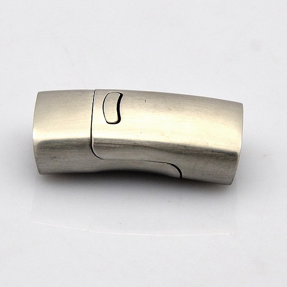 Rectangle 304 Stainless Steel Matte Magnetic Necklace Clasps, with Glue-in Ends, 24x12.5x7.5mm, Hole: 5x10mm