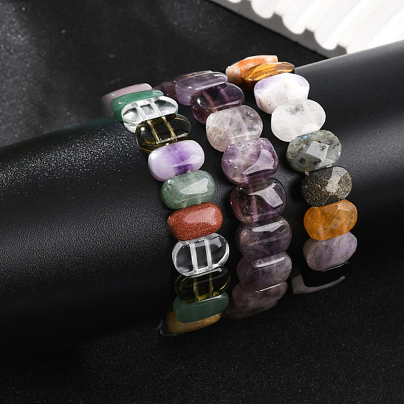 Браслеты из натуральных драгоценных камней с бусинами для женщин и мужчин, прямоугольные