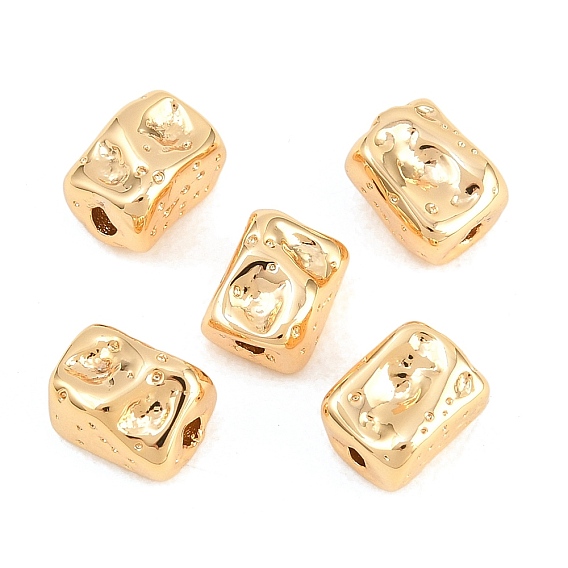 Латунные бусины, без никеля , фактурный прямоугольник с эффектом ковки