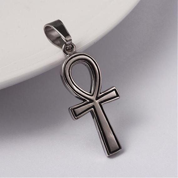 316 хирургические подвески из нержавеющей стали, Анк крест, 28x13x2 мм, отверстие : 7x4 мм