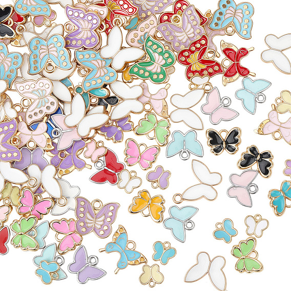 120 шт 6 стили подвески из сплава эмали, золотые